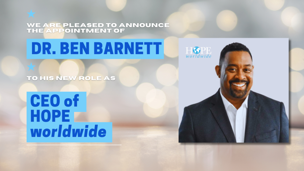 Dr Ben Barnett appointed CEO of HOPE worldwide